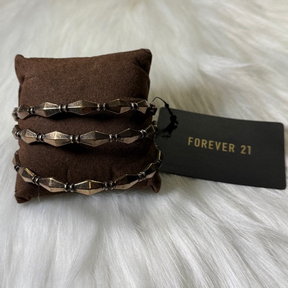 Forever 21 Set of (3) brass bangle bracelets - Picture 2 of 11